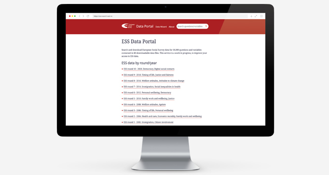 Desktop preview of the ESS Data Portal