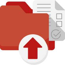 Icon of a document being uploaded to a folder