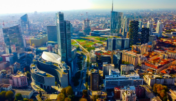 Aerial view of Milan city skyline