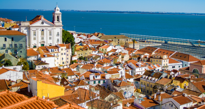 City landscape, view of the city from the upper point. Lisbon, Portugal