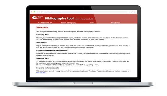 Screen preview image of the ESS bibliography microsite