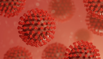 COVID-19 Corona Influenza Virus Molecule 3D Illustration with red colours
